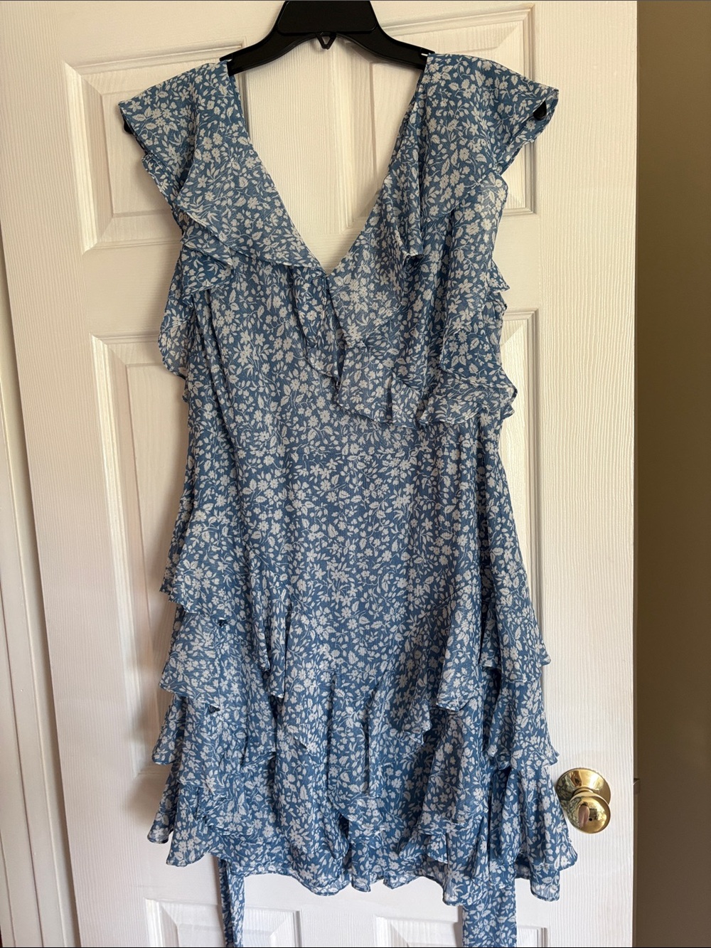 Lauren Ralph Lauren Blue Floral Ruffle Mini Dress - Picture 2 of 3